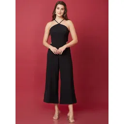Globus Black Halter Neck Cut Out Basic Jumpsuit-picture-11