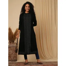 Globus Black Loose fit Print Kurta-picture-33