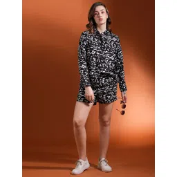 Globus Black Printed Long Sleeves Shirt With Shorts-picture-38