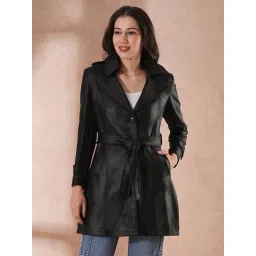 Globus Black Regular Fit Trench Coat With Belt-picture-23