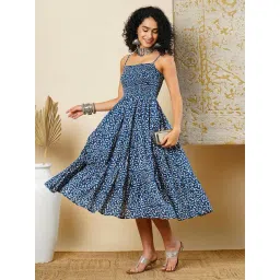 Globus Blue Printed Fit & Flare Dress-picture-24