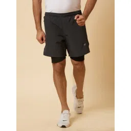 Globus Dark Grey Regular Fit Cotton Sports Shorts With Inner-image-7