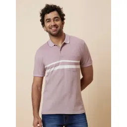 Globus Dusty Pink Regular Fit Cotton Stripes Polo T-Shirt-picture-41