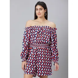 Globus Geometric Printed Off-Shoulder Playsuit-picture-17