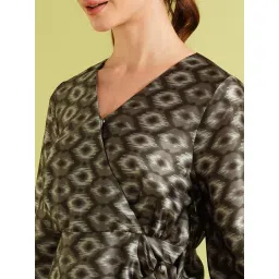 Globus Green Printed Wrap Dress image 4