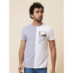 Globus Grey & White Regular Fit Cotton Crew T-Shirt-image-17