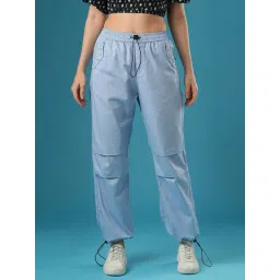 Globus Light Blue Cotton Relaxed Fit Mid Rise Joggers-picture-10