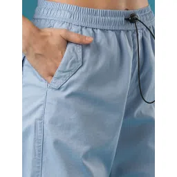 Globus Light Blue Cotton Relaxed Fit Mid Rise Joggers image 5