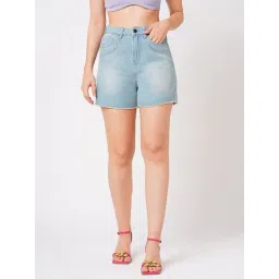 Globus Light Blue Cotton Slim Fit Shorts-picture-21