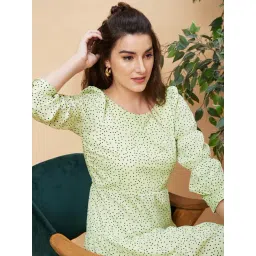 Globus Lime Green Printed Fit & Flare Dress-picture-37