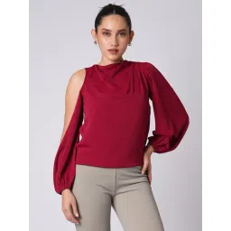 Globus Maroon Solid Full Sleeves Tops-picture-42
