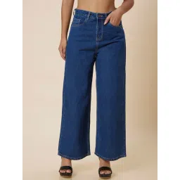 Globus Med Blue Cotton Flared Fit Mid Rise Jeans-picture-13