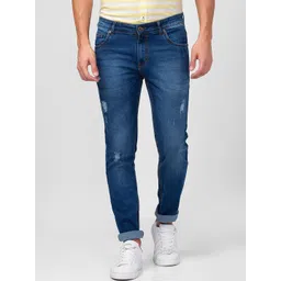 Globus Men Tapered Fit Mildly Distressed Light Fade Stretchable Jeans-picture-22