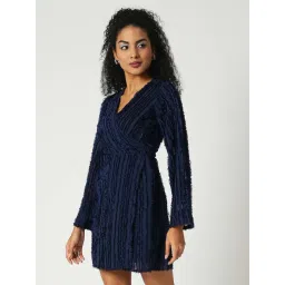Globus Navy Self Design Wrap Dress-picture-17