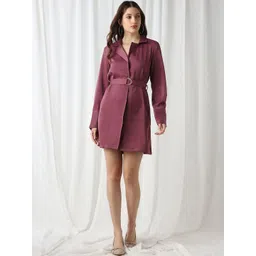 Globus Notched Lapel Collar Formal Satin Mini Blazer Dress-picture-23