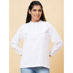 Globus Off White High Neck Gathered Or Pleated Top-picture-25