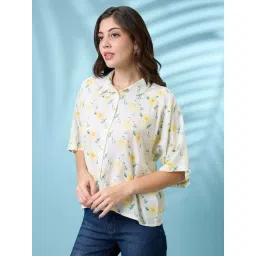 Globus Off White Regular Fit Floral Print Shirt-picture-28