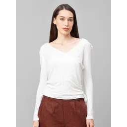 Globus Off White Solid Wrap Top-picture-34