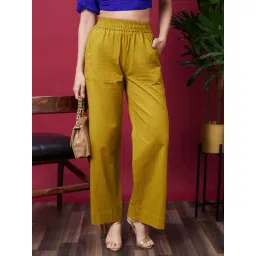 Globus Olive Relaxed Fit High Rise Parallel Trousers-picture-35