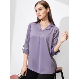 Globus Roll-Up Sleeves Monochrome Satin Shirt Style Top-picture-34