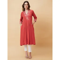 Globus Rust Printed A Line Kurta-picture-20