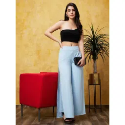 Globus Sky Blue Cotton Regular Fit High Rise Trousers-picture-41