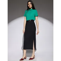 Globus Stretchable Mid Rise Side Slit Pencil Midi Workwear Skirt-picture-28