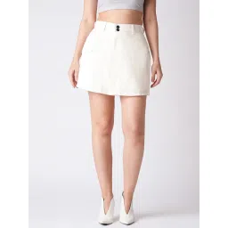 Globus White Cotton Mini Skorts-picture-33