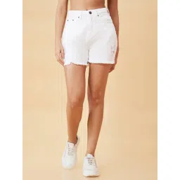 Globus White Cotton Regular Fit Shorts-picture-13