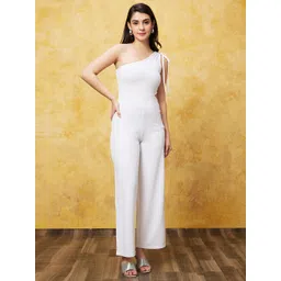 Globus White One Shoulder Basic Jumpsuit-picture-24