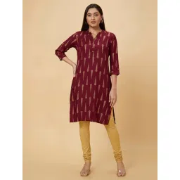 Globus Wine Printed Straight Kurta-picture-29