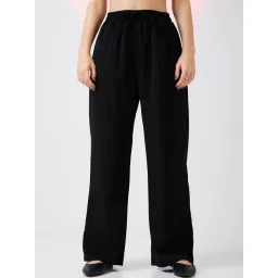 Globus Women Black Mid Rise Drawstring Waist Workwear Korean Pants-picture-30