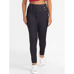 Globus Women Black Skinny Fit High-Rise Cropped Peg Trousers-picture-32