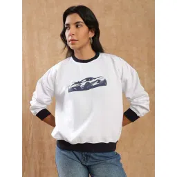 Globus Women Cream Printed Drop Shoulder Round Neck Pullover Sweatshirt (Fleece 260-280 GSM)-picture-35