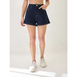 Globus Women Dark Blue Slim Fit Mid-Rise Denim Shorts-picture-32