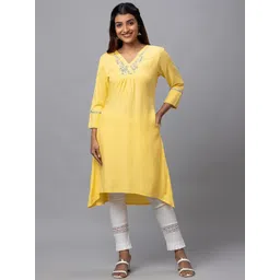 Globus Women Embroidered V-Neck A-Line Kurta-picture-25