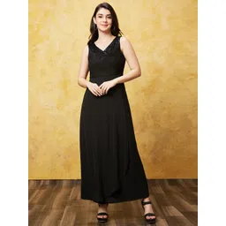 globus Women Fit and Flare Black Maxi/Full Length Dress-picture-15