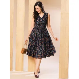 globus Women Fit and Flare Multicolor Midi/Calf Length Dress-picture-12