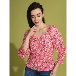 Globus Women Floral Printed Sweetheart Neck Top-picture-30