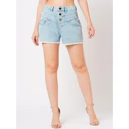 Globus Women Mid-Rise Slim Fit Pure Cotton Denim Shorts-picture-37
