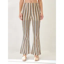 Globus Women Off White Stripe Crochet Mid-Rise Flat Front Beachwear Trouser-picture-41