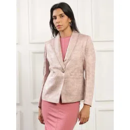 Globus Women Pink Shawl Collar Long Sleeves Self Design 2 Pockets Winterwear Overcoat-picture-26