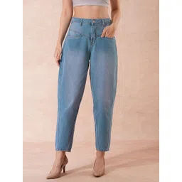 globus Women Relaxed Fit High Rise Light Blue Jeans-picture-14