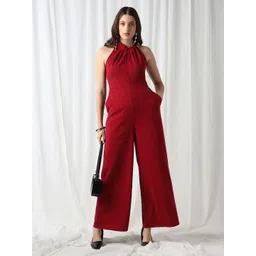 Globus Women Solid Halter Neck Basic Jumpsuit-picture-35