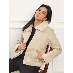 Globus Women Spread Collar Solid Parka Jacket-picture-26