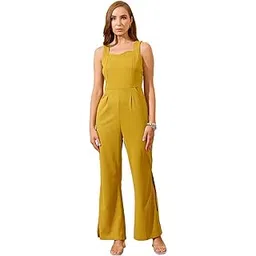 globus Women Sweetheart Neck Strappy Shoulder Solid Side Slits Party Jumpsuit-picture-37