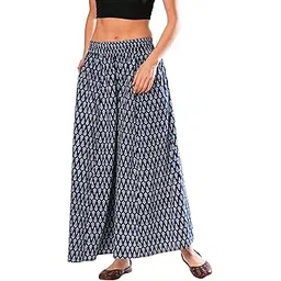 globus Women's Flared Mid Rise Allover Ethnic Printed Elasticated Waistband Flapanelled Palazzos-picture-25