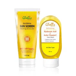 globus naturals Globus Remedies Glosika Moisturizing Sunscreen SPF 50+++ & Refreshing Hyaluronic Acid & Vitamin C Face Wash Combo-picture-11