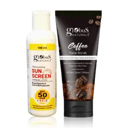 Globus Naturals Moisturizing Sunscreen SPF 50+++ & Coffee Face Scrub Combo-picture-48