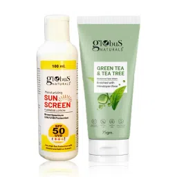 Globus Naturals Moisturizing Sunscreen SPF 50+++ & Green Tea & Tea Tree Face Wash Combo-picture-47